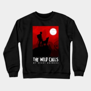 Crimson moon bleeds, wild whispers, My heart roars in reply Crewneck Sweatshirt